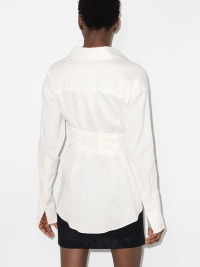 Shop Gauge81 Wrap Linen-blend Shirt In White