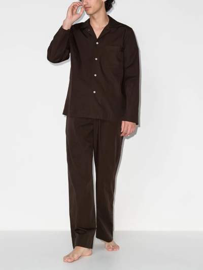 Tekla Brown Organic Cotton Pyjama Trousers In Brown