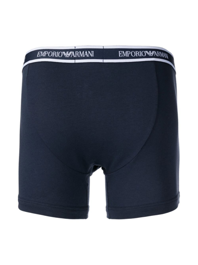 Shop Emporio Armani Logo-waistband Cotton Boxers In Blue