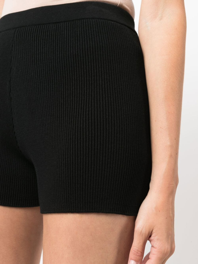 Shop There Was One Ribbed-knit Mini Shorts In Black