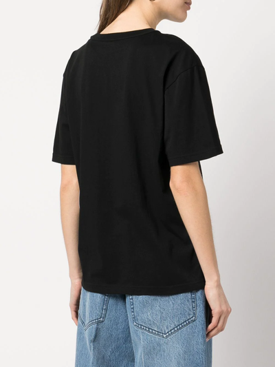 Shop Alexander Wang Rubberised Logo Cotton T-shirt In Black