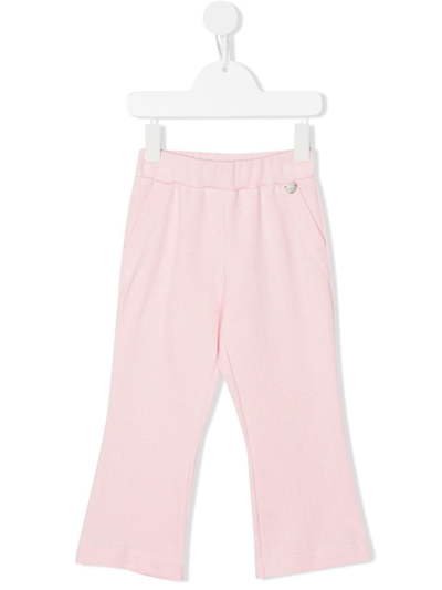 Shop Monnalisa Kick-flare Herringbone Trousers In Pink