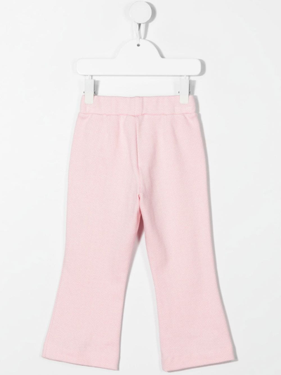 Shop Monnalisa Kick-flare Herringbone Trousers In Pink