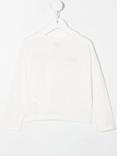 Shop Chiara Ferragni Long-embroidered Long-sleeve T-shirt In White