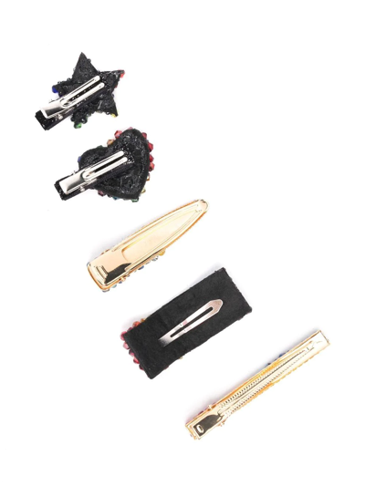 Shop Monnalisa Bead-embellished Hair Clip (set Of 5) In Black