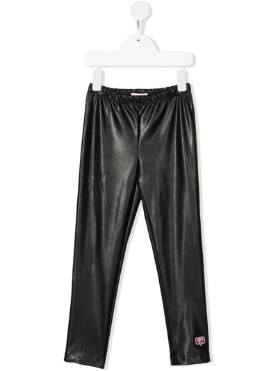 Shop Chiara Ferragni High-shine Finish Leggings In Black