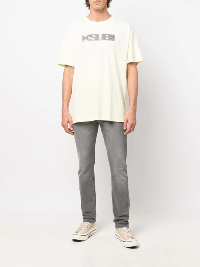 Shop Ksubi Logo-print Denim Jeans In Grey