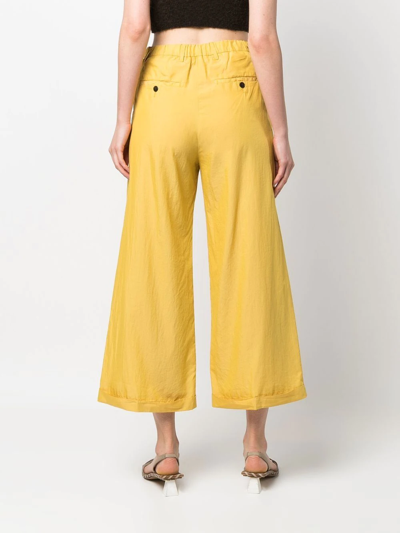 Myths Cropped Wide-leg Trousers In Yellow