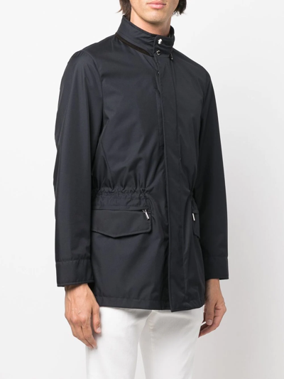Shop Moorer Drawstring-waist Hooded Jacket In Blue