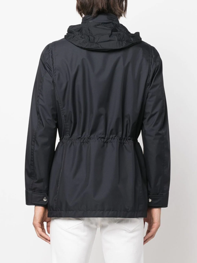 Shop Moorer Drawstring-waist Hooded Jacket In Blue
