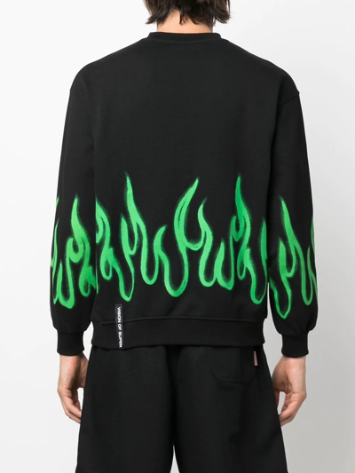 Shop Vision Of Super Flame-print Sweatshirt In Black