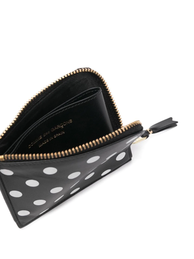 Shop Comme Des Garçons Polka-dot Zip-around Wallet In Black