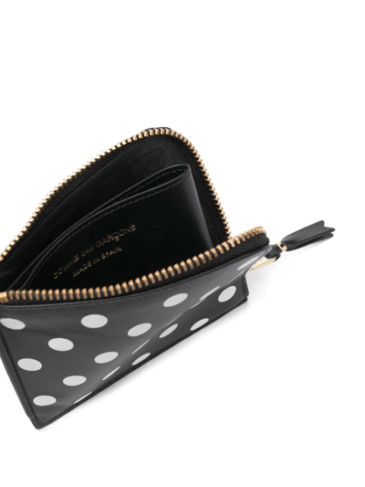 Comme Des Garçons Polka-dot Zip-around Wallet In Black