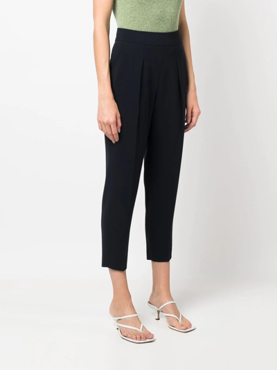 Shop Alberto Biani Pleated Cropped Trousers In Blue