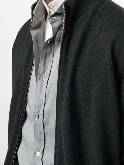 Shop Brunello Cucinelli Zip-up Cashmere Cardigan In Black