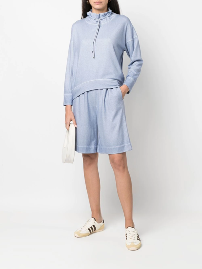 Shop Colombo Fine-knit Knee-length Shorts In Blue