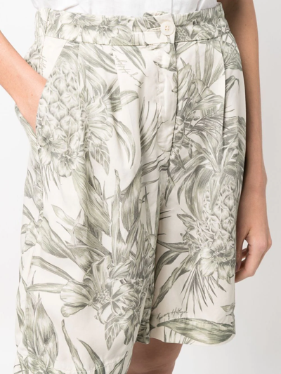 Shop Tommy Hilfiger Floral-print Bermuda-shorts In Neutrals