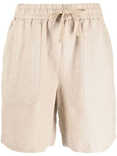 Shop Tommy Hilfiger Drawstring Linen Shorts In Neutrals