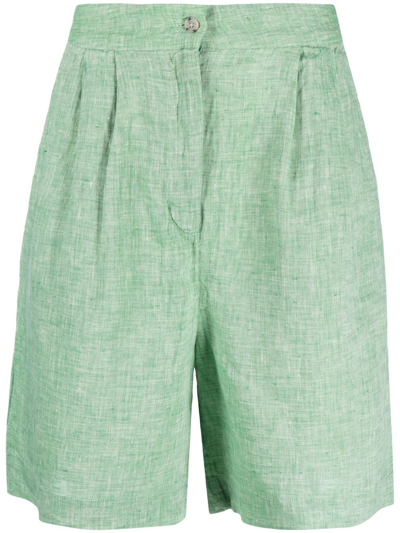Shop Tommy Hilfiger Linen Bermuda Shorts In Green