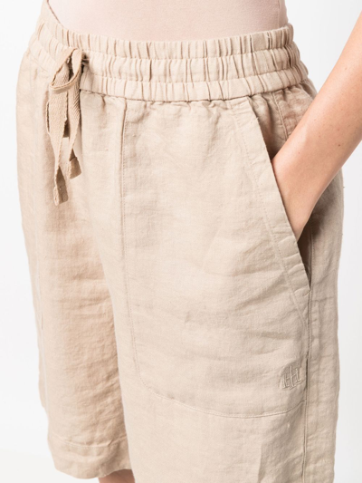 Shop Tommy Hilfiger Drawstring Linen Shorts In Neutrals