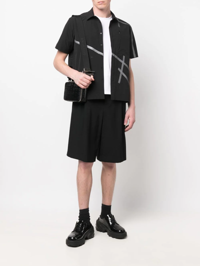 Heliot Emil Striped-detail Short-sleeve Shirt In Black