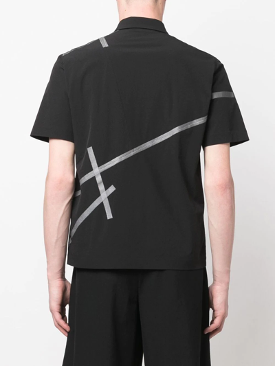 Heliot Emil Striped-detail Short-sleeve Shirt In Black