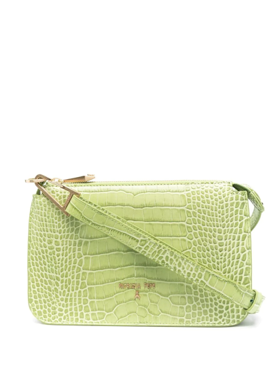 Shop Patrizia Pepe Hobo Crocodile-effect Medium Bag In Green