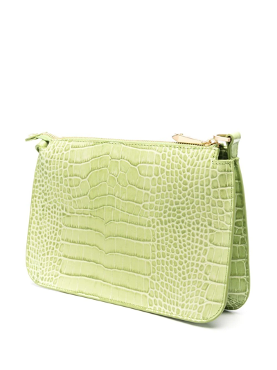 Shop Patrizia Pepe Hobo Crocodile-effect Medium Bag In Green
