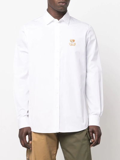 Shop Moschino Teddy-bear Cotton Shirt In White