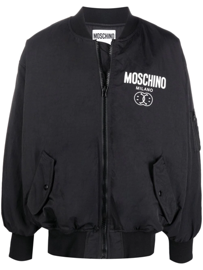 Shop Moschino Logo-print Bomber-jacket In Black