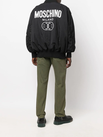 Shop Moschino Logo-print Bomber-jacket In Black