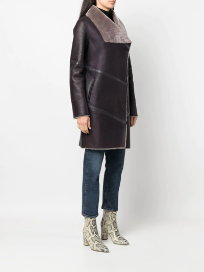 Liska Off-centre Front Fastening Coat In Purple