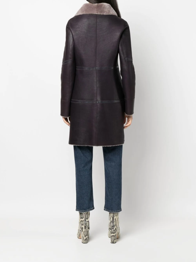 Liska Off-centre Front Fastening Coat In Purple