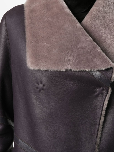 Shop Liska Off-centre Front Fastening Coat In Purple