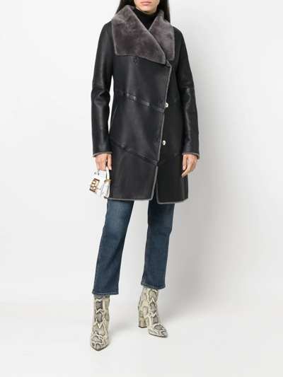 Shop Liska Off-centre Fastening Fur Coat In Black