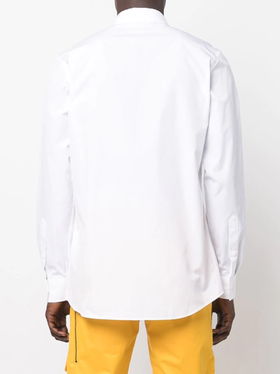 Shop Moschino Logo-print Long-sleeve Shirt In White