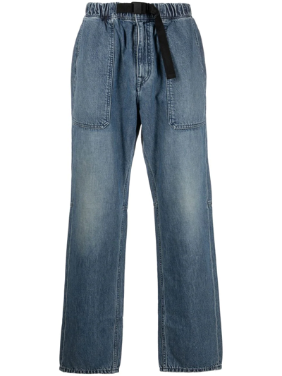 Shop Ambush Elasticated-waist Belted Jeans In Blue