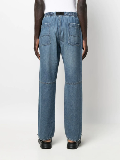 Shop Ambush Elasticated-waist Belted Jeans In Blue