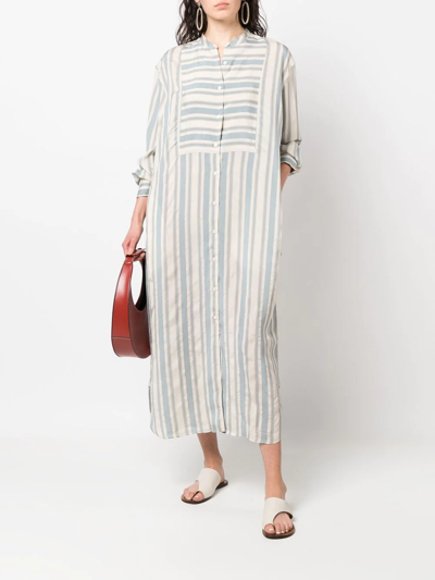 条纹长款上衣式连衣裙
