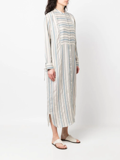 Shop Aspesi Striped Tunic Dress In Blue