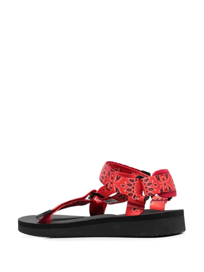 Shop Suicoke Depa Bandana-print Sandals In Red