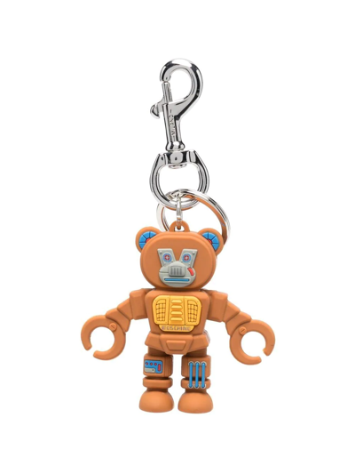 Shop Moschino Robot Bear-pendant Keyring In Brown