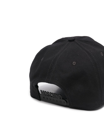 Shop Moschino Logo-print Cotton Cap In Black
