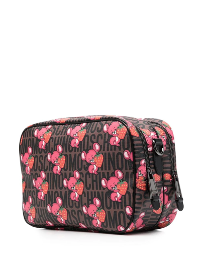 Shop Moschino Graphic-print Logo Shoulder Bag In Pink