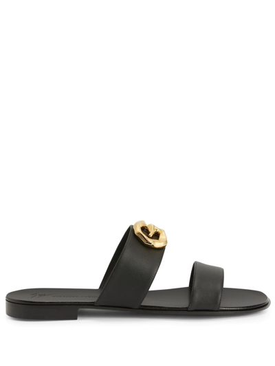 Shop Giuseppe Zanotti Leather Double-strap Sandals In Black