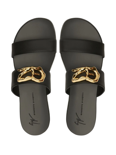Shop Giuseppe Zanotti Leather Double-strap Sandals In Black