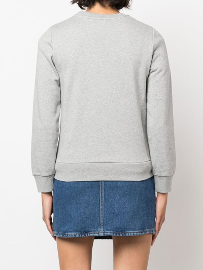 Shop Apc Logo-print Long-sleeve Sweatshirt In Grey