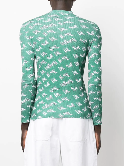 Shop Erl All-over Logo-print T-shirt In Green