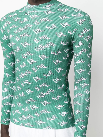 Shop Erl All-over Logo-print T-shirt In Green