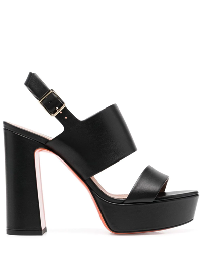 Santoni Platform-sole Sandals In Black